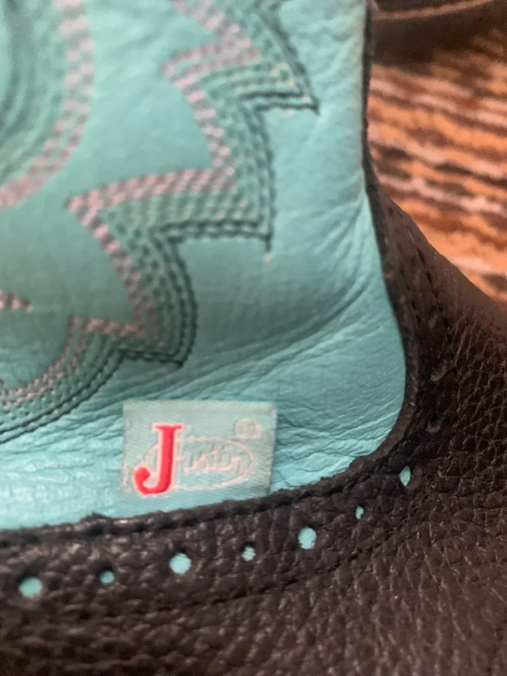 Justin Gypsy Boots Teal Shaft with Black Foot - Picture 3 of 13